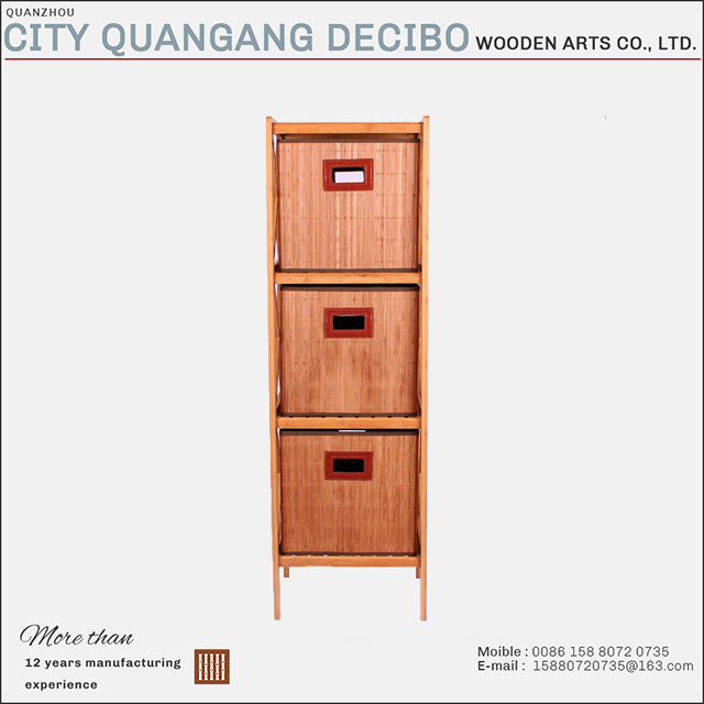 wholesale portable clothes bedroom home bamboo wooden storage cabinet 3 drawers design