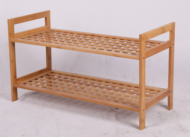 New Arrival Multifunction Display Rack Bamboo Wooden 4 Tiers Lattice Shoe Rack With Drawer Shoe Organizer