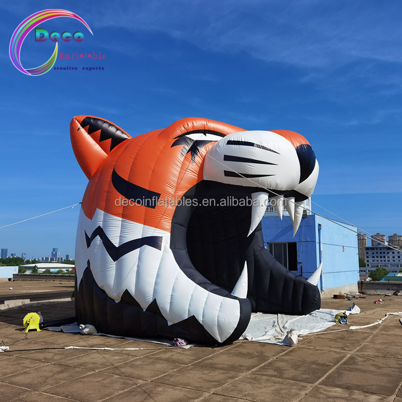 Customized Inflatable Mascot Sport Tunnel Inflatable Tiger Head Tunnel