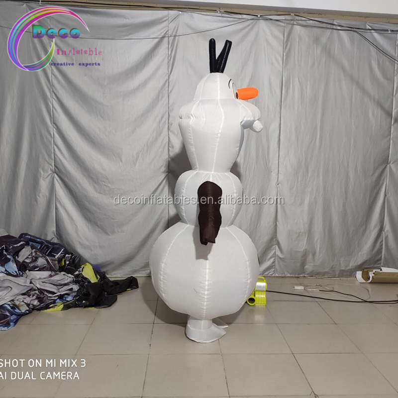 Cartoon cute inflatable snowman olaf mascot costume for adult