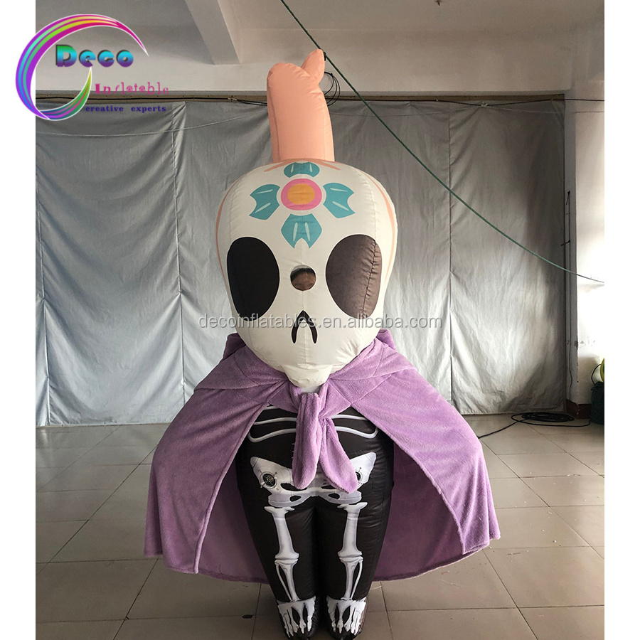 Custom Cute inflatable cartoon skeleton doll costume for Halloween