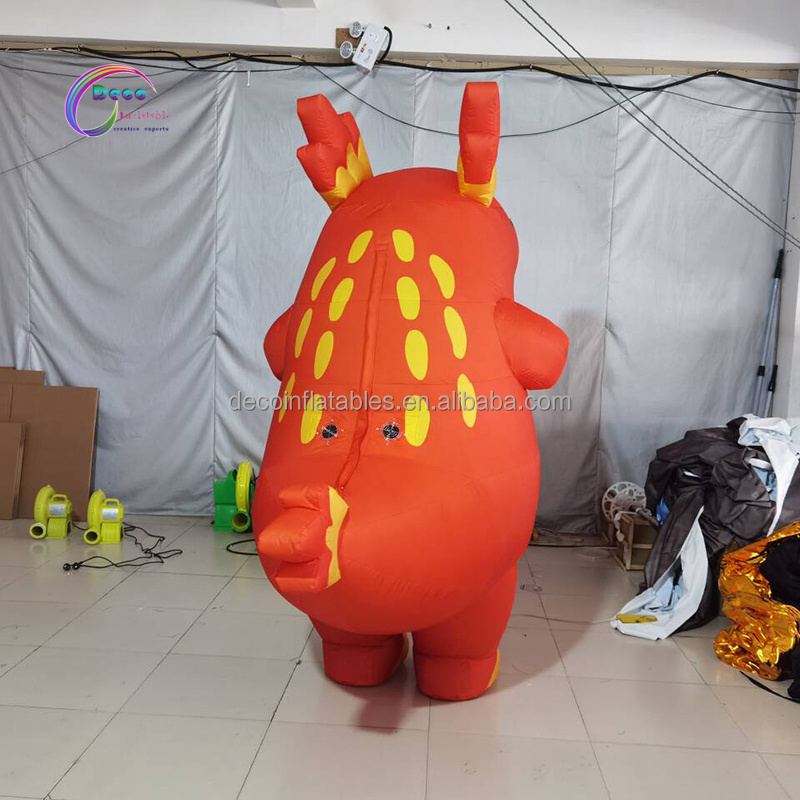 Parade Performance Inflatable Walking Cartoon Orange Inflatable Dinosaur Costume