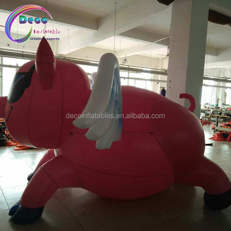 Outdoor giant inflatable pink pig flying pig for advertising