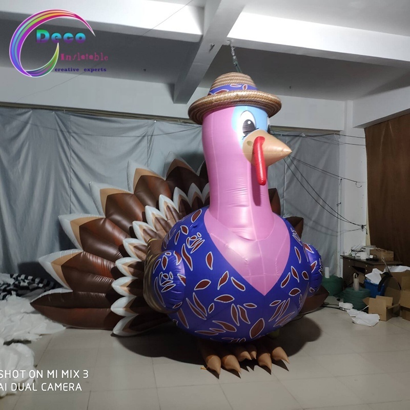 Thanksgiving Giant Inflatable Animal Model Wear Hat Inflatable Turkey For Advertising