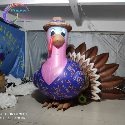 Thanksgiving Giant Inflatable Animal Model Wear Hat Inflatable Turkey For Advertising