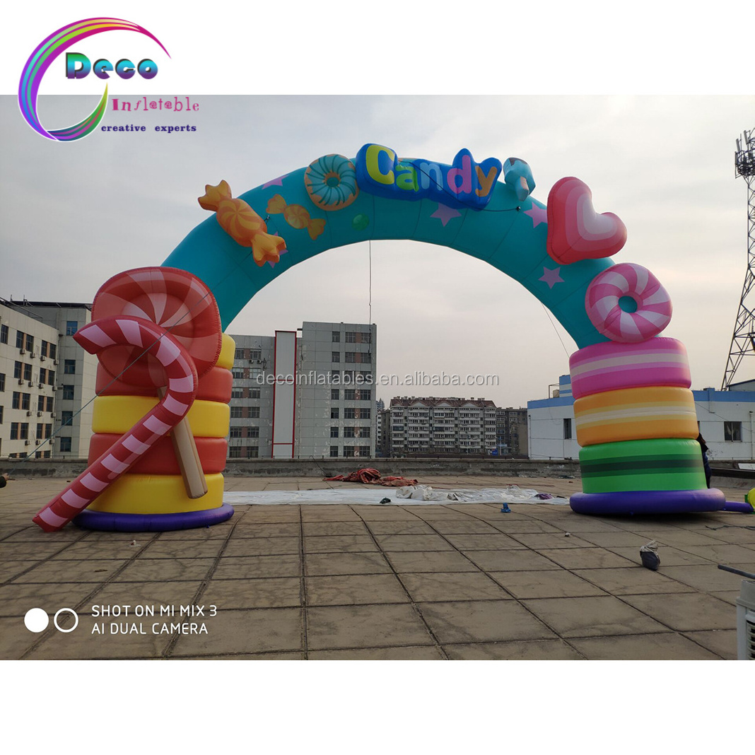 Candy adorns children's inflatable arches