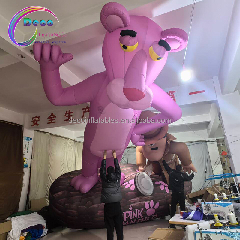 New Design Inflatable Cartoon Animal Model Cute Pink Standing Inflatable Panther