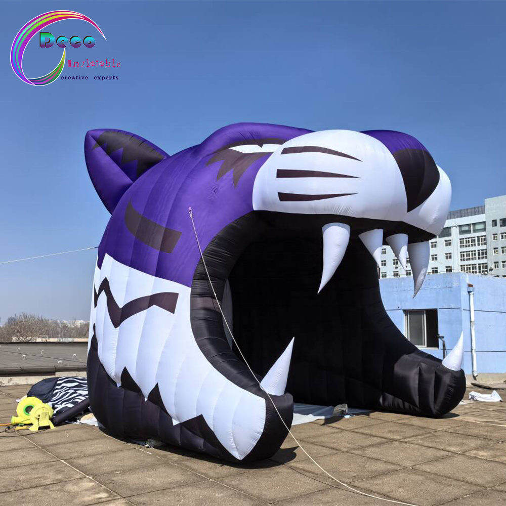 The Latest Hot Seller  inflatable sport tunnel  Customizable Tiger Head Inflatable Model  for  decoration