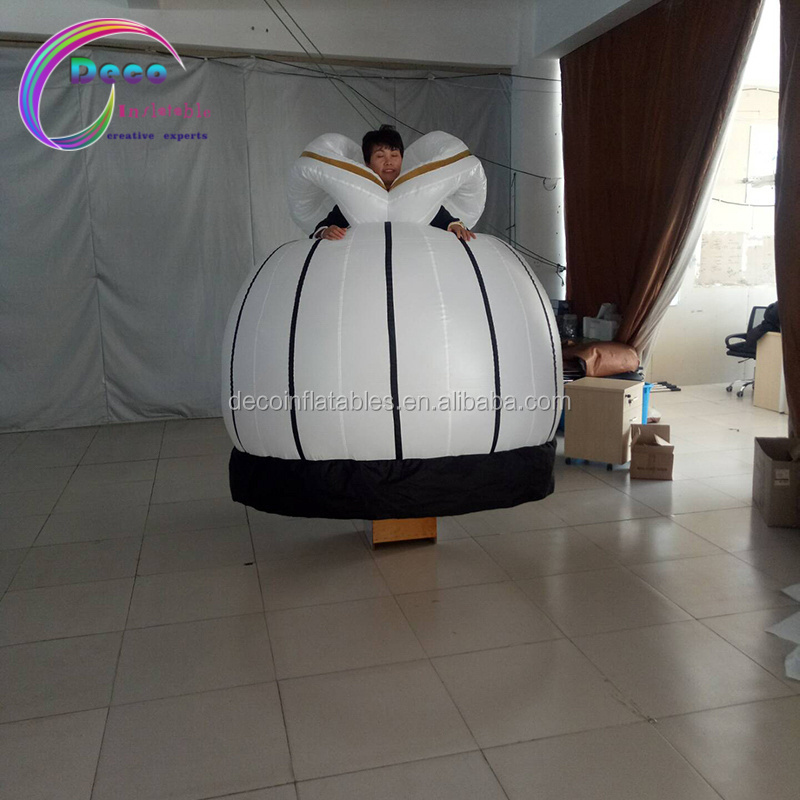 lighting moving dress inflatable girl costume white skirt inflatable parade performance props