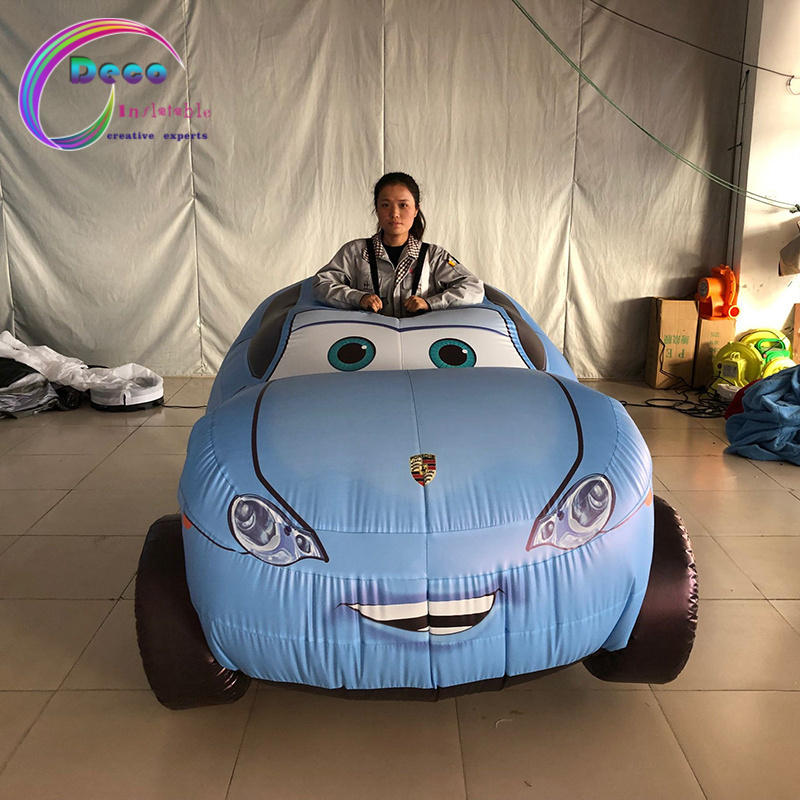 Inflatable blue cartoon car walking car costume