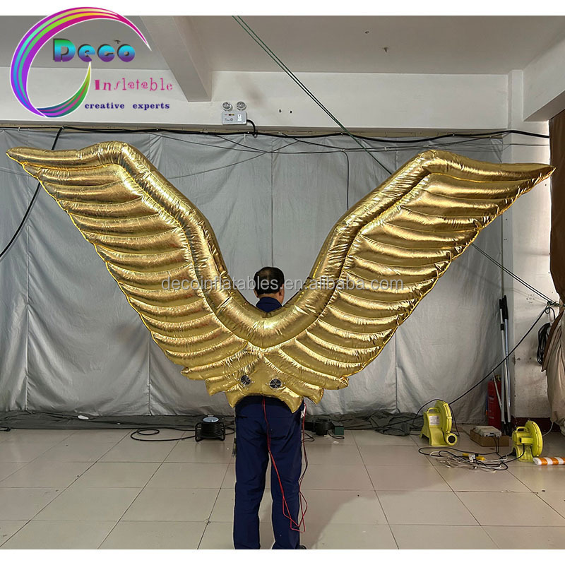 New Design Advertising Custom Walking Costume Gold Black Inflatable Wing Costume