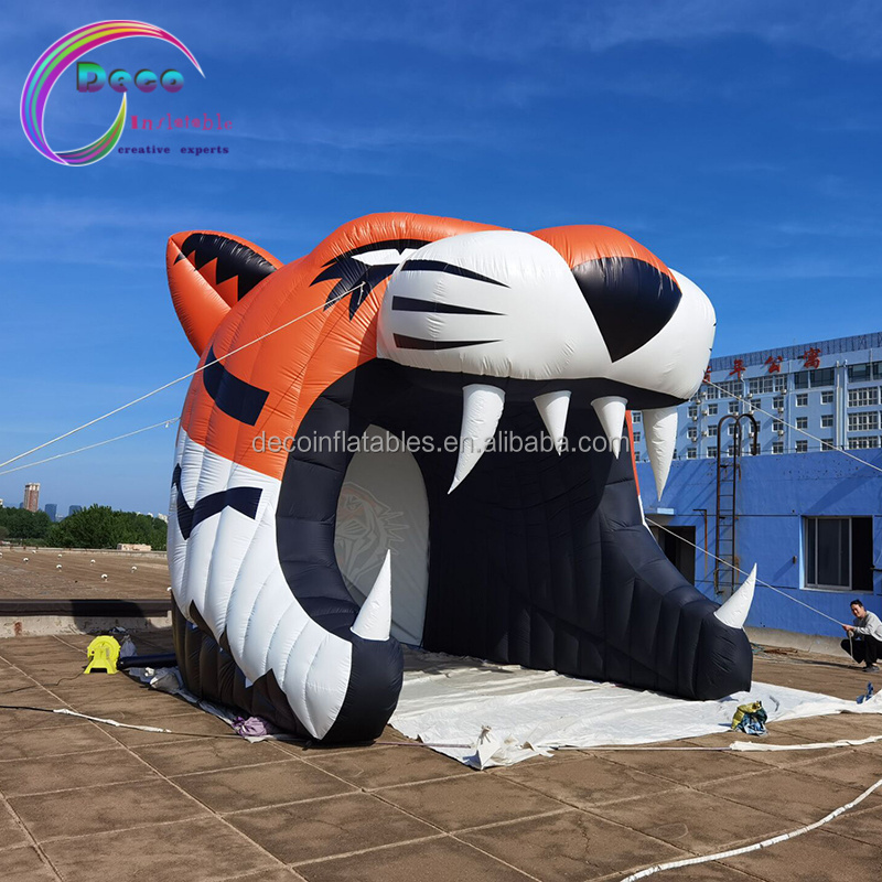 Customized Inflatable Mascot Sport Tunnel Inflatable Tiger Head Tunnel