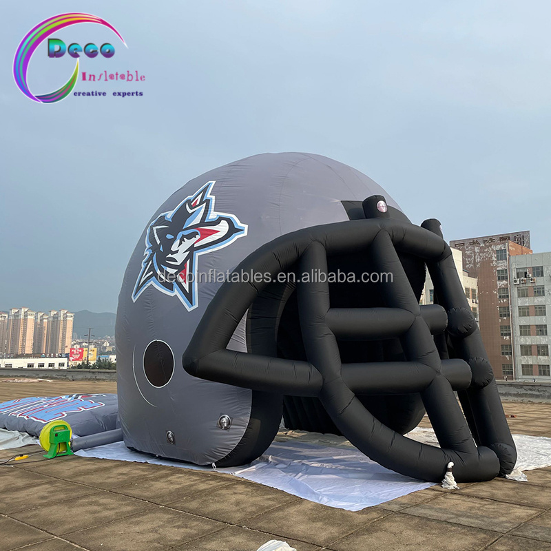 Printed club logo inflatable football helmet sport game props tunnel inflate tunnel for rental