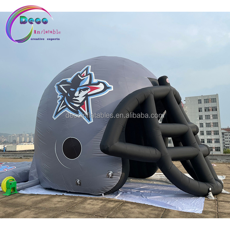 Printed club logo inflatable football helmet sport game props tunnel inflate tunnel for rental