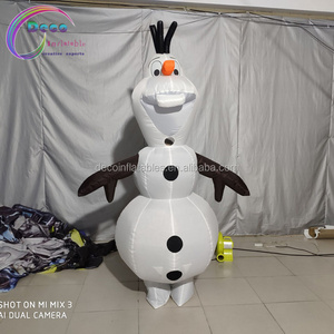 Cartoon cute inflatable snowman olaf mascot costume for adult