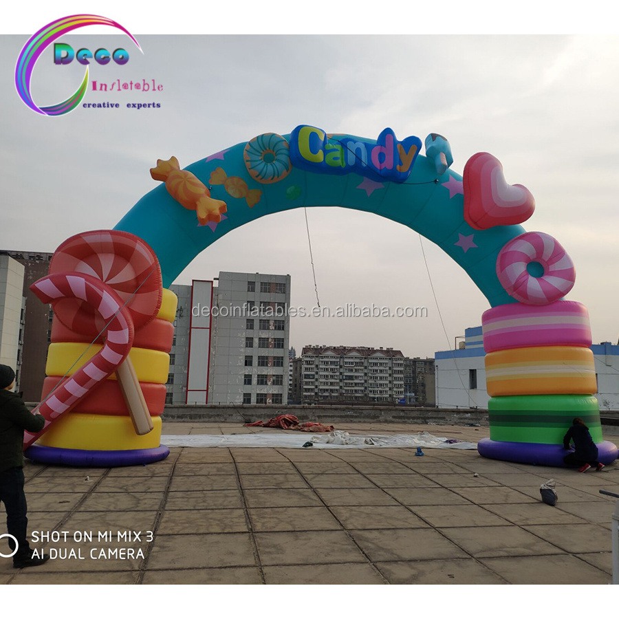 Candy adorns children's inflatable arches