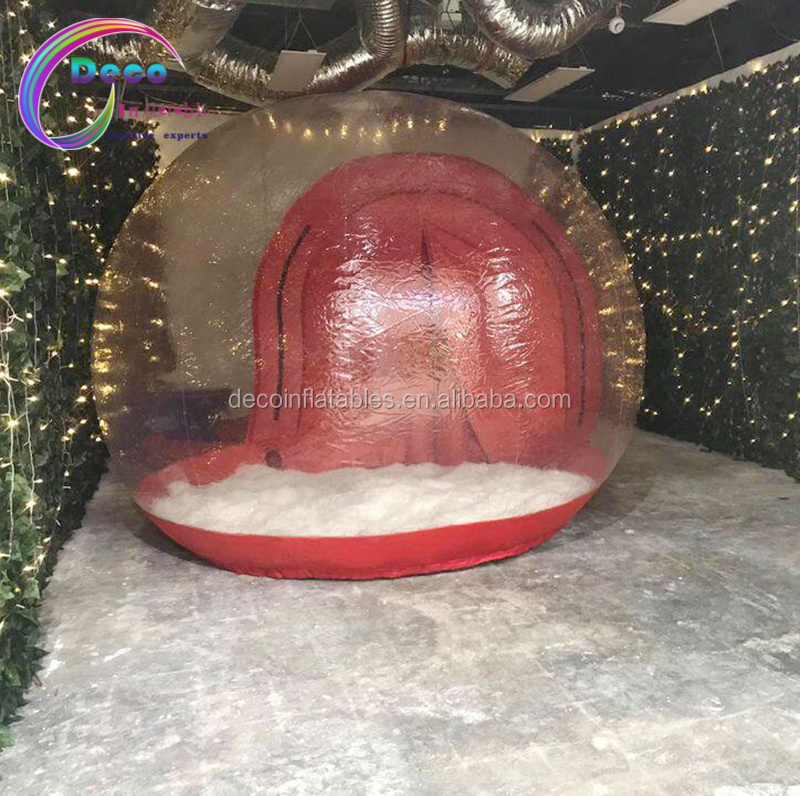 Giant Christmas Inflatable Human Size Snow Globe Ball With Tunnel For Decoration