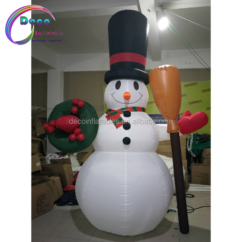 Outdoor Christmas Decoration Lighted Inflatable Blow Up Snow Man with Broom