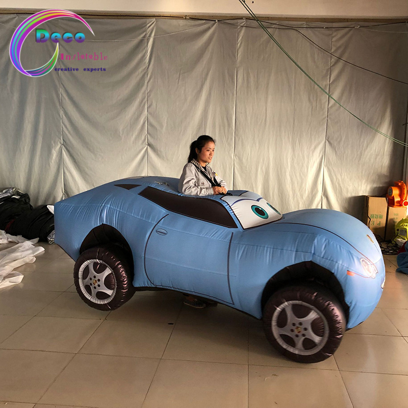 Inflatable blue cartoon car walking car costume