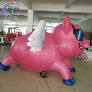 Outdoor giant inflatable pink pig flying pig for advertising