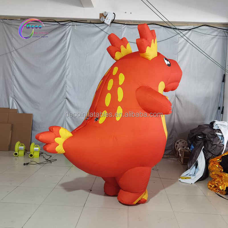 Parade Performance Inflatable Walking Cartoon Orange Inflatable Dinosaur Costume