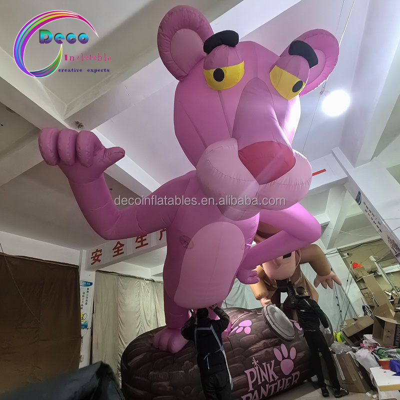 New Design Inflatable Cartoon Animal Model Cute Pink Standing Inflatable Panther