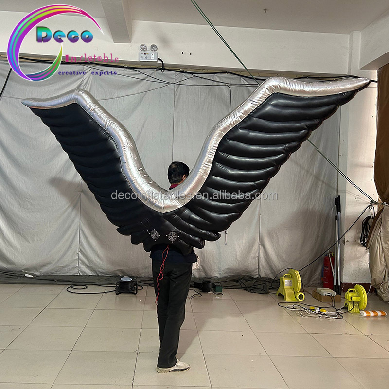 New Design Advertising Custom Walking Costume Gold Black Inflatable Wing Costume