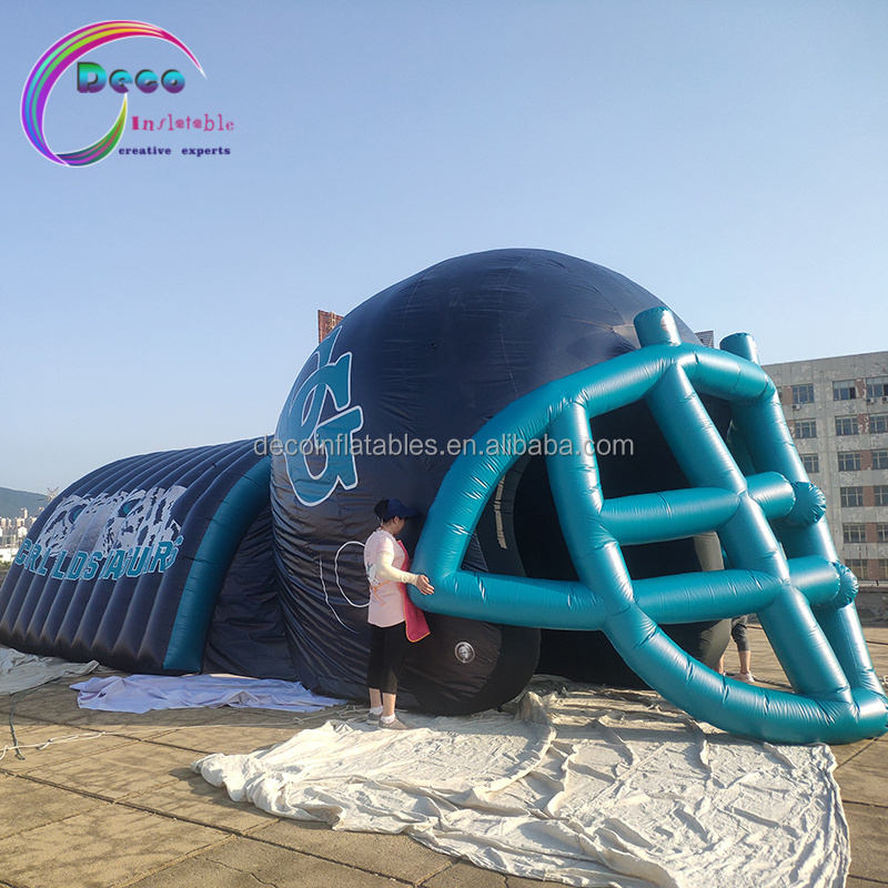 Giant outdoor used inflatable sports tunnel / American football tunnel / inflatable player helmet for customized