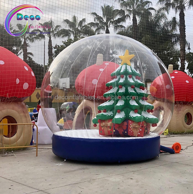 Giant Christmas Inflatable Human Size Snow Globe Ball With Tunnel For Decoration