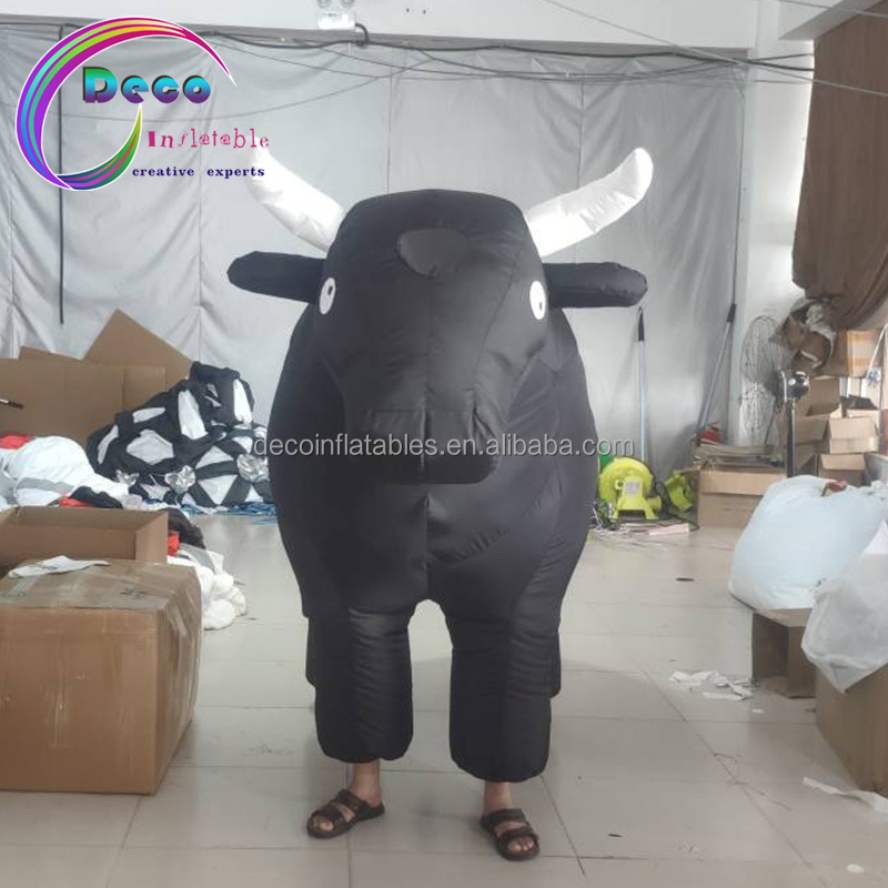 Giant Black Inflatable Cartoon Toy Bull Costume inflatable cow costume blow up animal costume