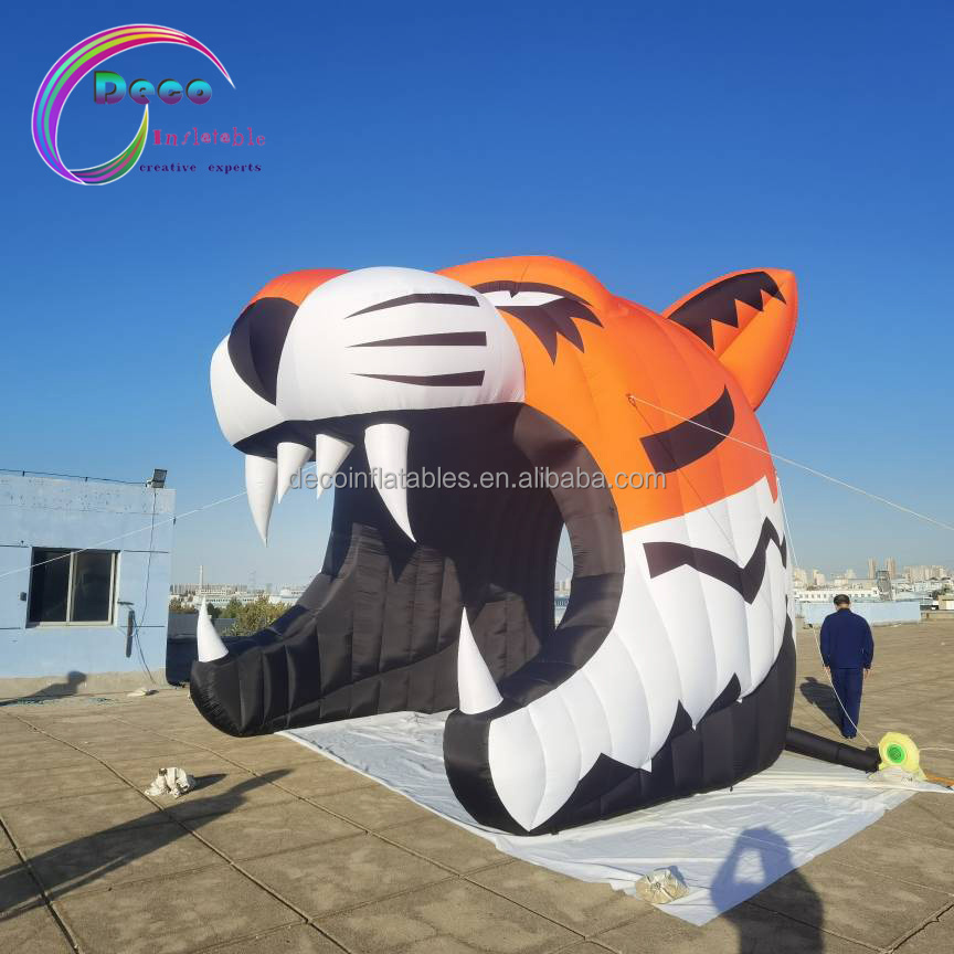 Hot Sell Inflatable Cartoon Tiger Head Passage Outdoor Exercise Inflatable Tiger Tunnel