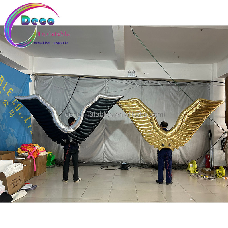 New Design Advertising Custom Walking Costume Gold Black Inflatable Wing Costume