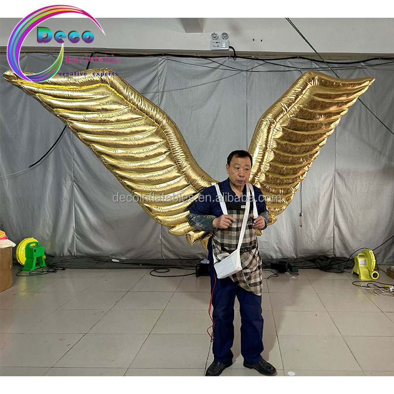 New Design Advertising Custom Walking Costume Gold Black Inflatable Wing Costume