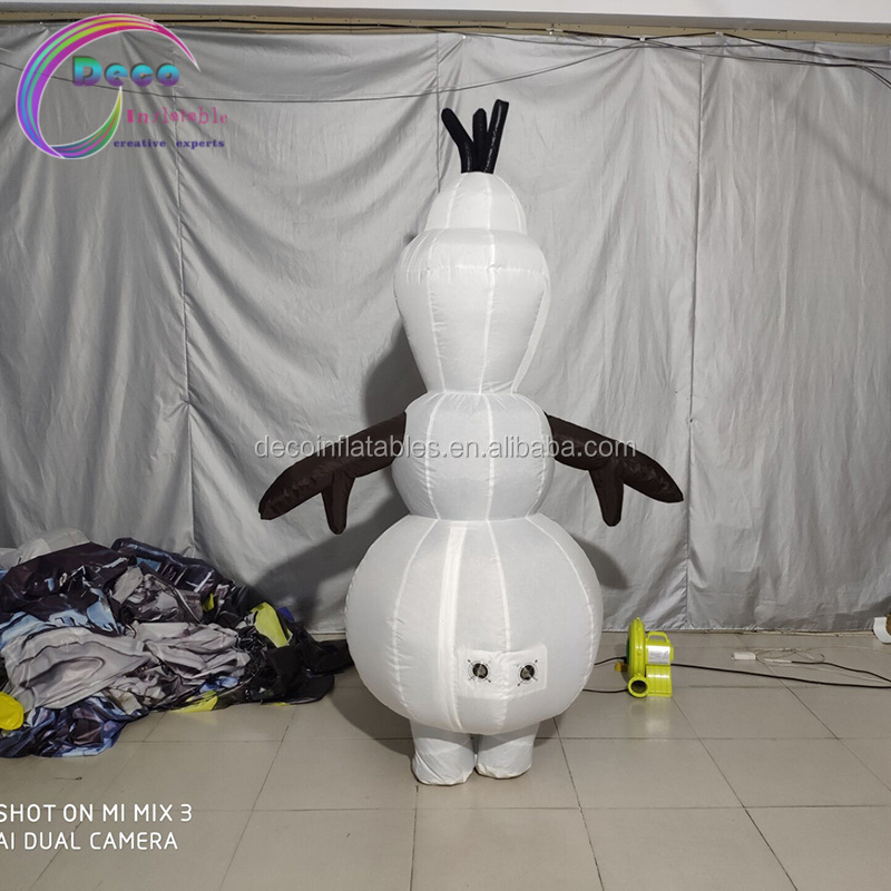 Cartoon cute inflatable snowman olaf mascot costume for adult