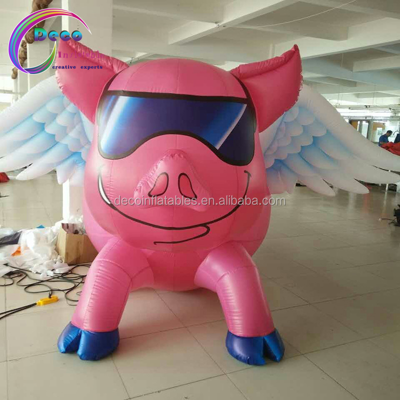 Outdoor giant inflatable pink pig flying pig for advertising