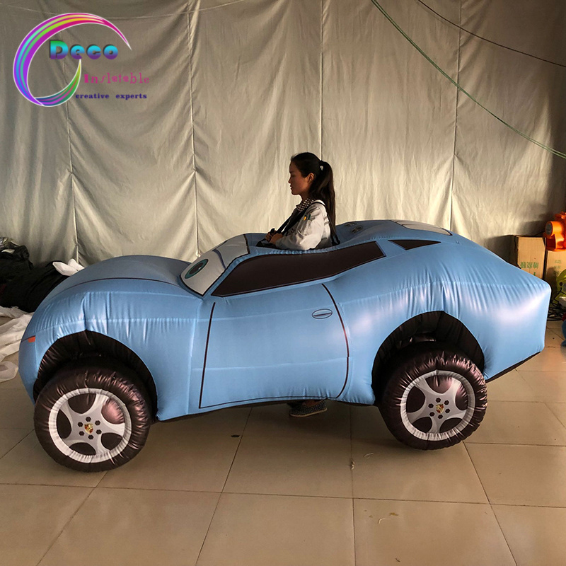 Inflatable blue cartoon car walking car costume