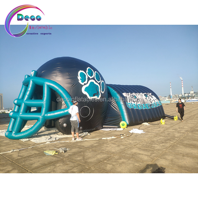 Giant outdoor used inflatable sports tunnel / American football tunnel / inflatable player helmet for customized