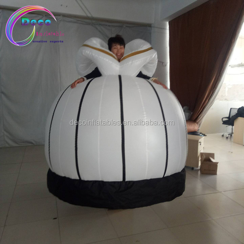 lighting moving dress inflatable girl costume white skirt inflatable parade performance props