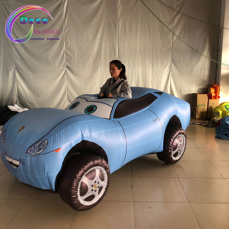 Inflatable blue cartoon car walking car costume