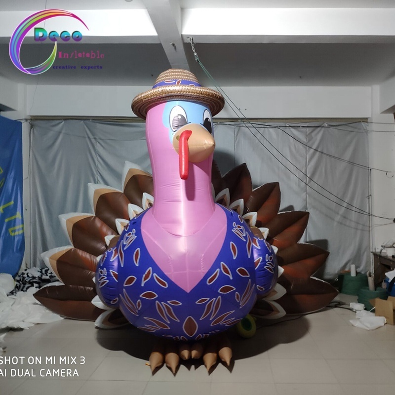 Thanksgiving Giant Inflatable Animal Model Wear Hat Inflatable Turkey For Advertising