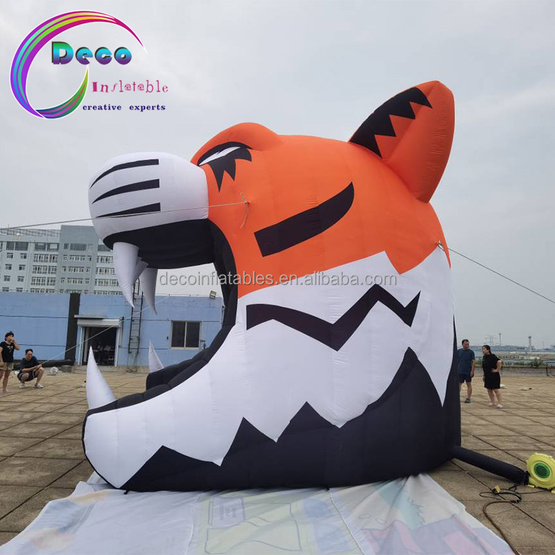 custom red Giant Inflatable tiger head sports entry tunnel for sale