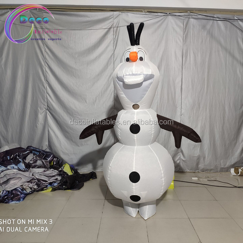 Cartoon cute inflatable snowman olaf mascot costume for adult