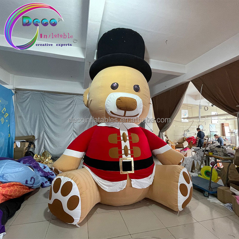 Christmas Plush Airblown Bear Giant Inflatable Hugging Teddy Bear with Hat