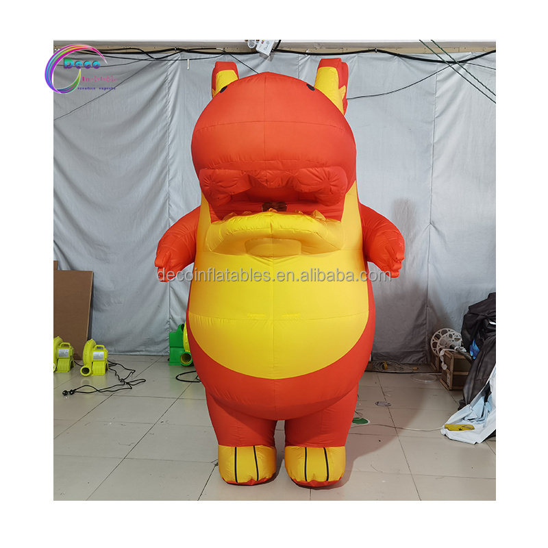 Parade Performance Inflatable Walking Cartoon Orange Inflatable Dinosaur Costume