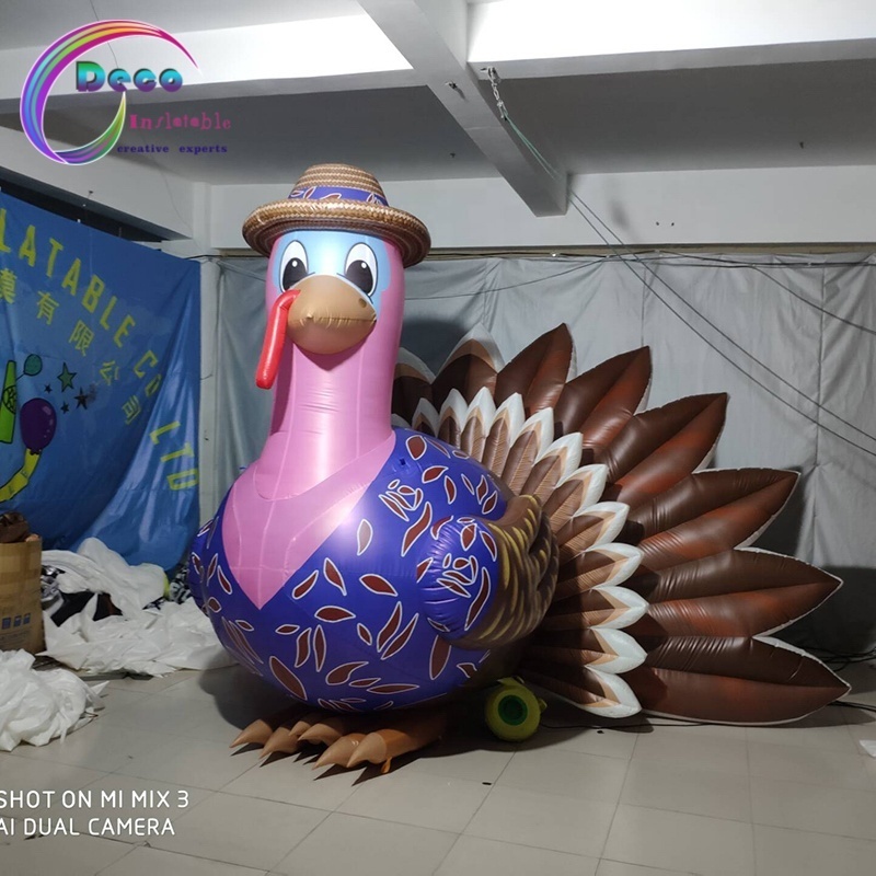 Thanksgiving Giant Inflatable Animal Model Wear Hat Inflatable Turkey For Advertising