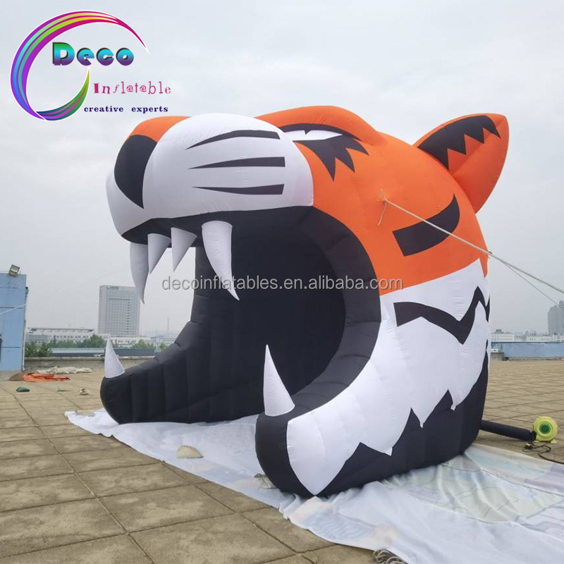 custom red Giant Inflatable tiger head sports entry tunnel for sale