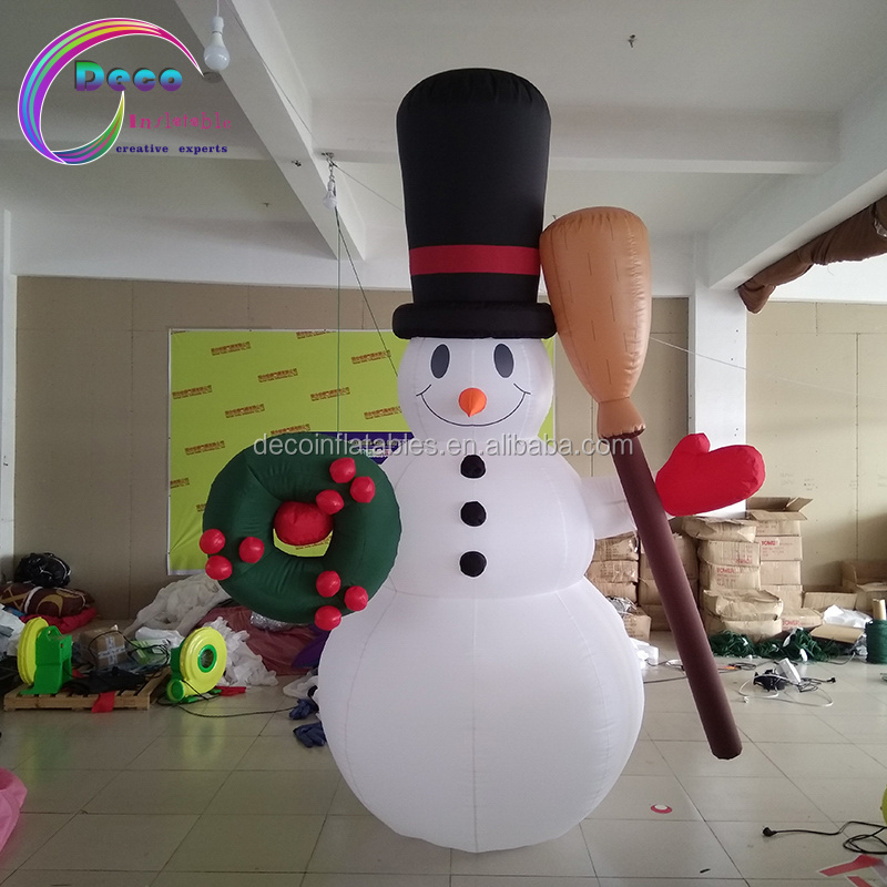 Outdoor Christmas Decoration Lighted Inflatable Blow Up Snow Man with Broom