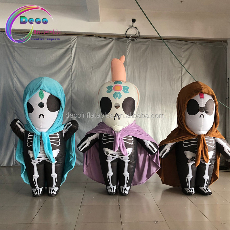 Custom Cute inflatable cartoon skeleton doll costume for Halloween