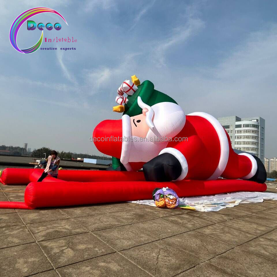 Custom Giant Christmas Inflatable Climbing Santa Christmas Garden Yard Decoration Inflatable Ladder Santa