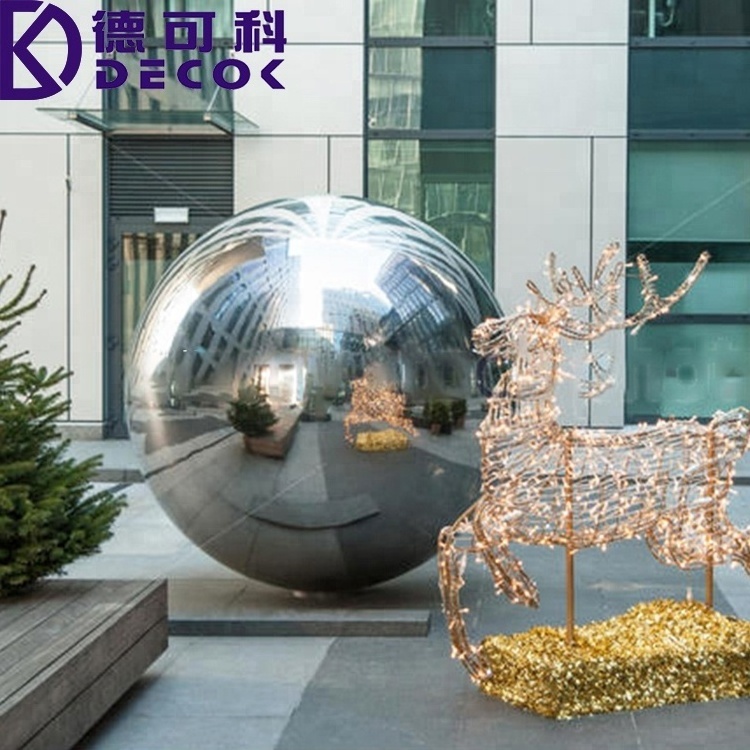 Silver 800mm large hollow stainless steel decorative gazing ball